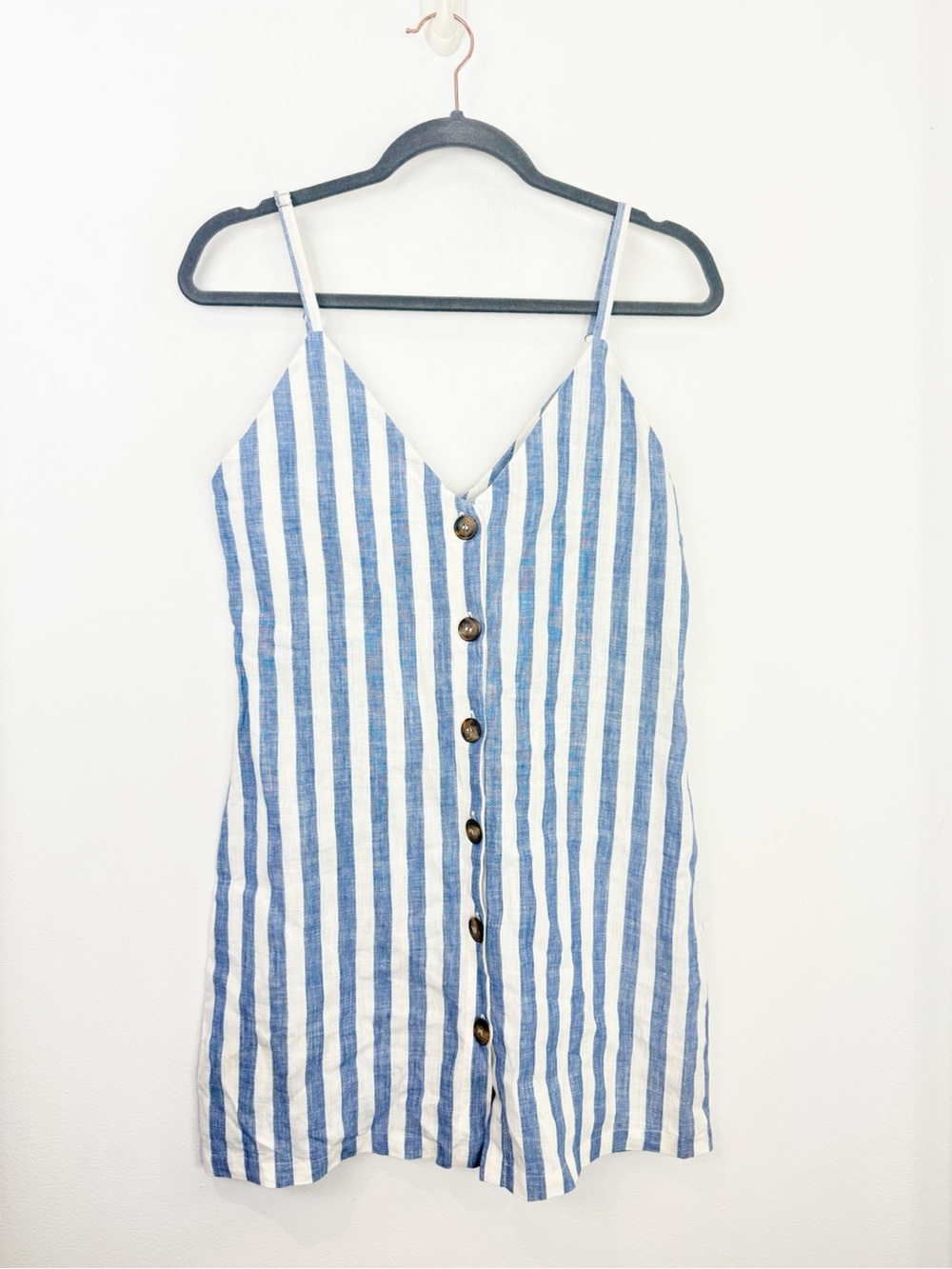 Reformation Blue Stripe Kauai Linen Mini Dress Size Small